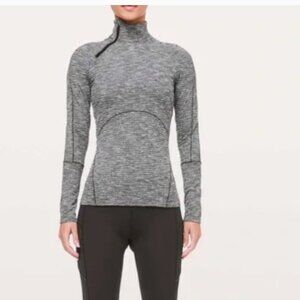 Lululemon Brisk Running 1/2 Zip Coco Pique Black White Size 4